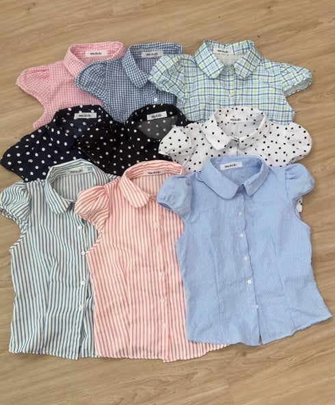 Summer Short Puff Sleeves Peter Pan Collar Fitted Tops